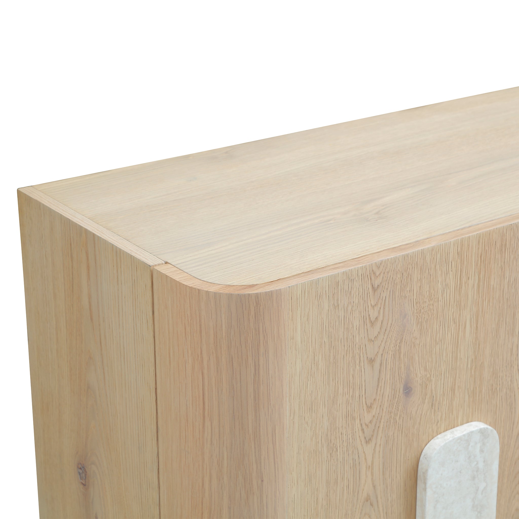 Light Oak Veneer Sideboard Buffet — Faux Marble Legs, 78"