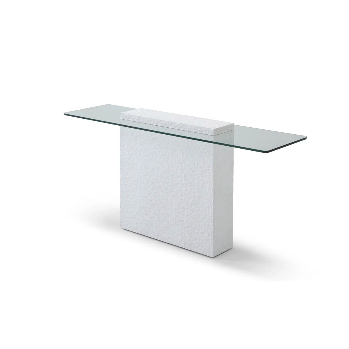 Heaton Modern Glass Top Console Table With Sculpted White Pedestal Base – Contemporary Accent Table For Living Room, Entryway, Or Office