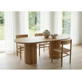 78-inch Solid Oak Veneer Dining Table For 8 With Rounded Edges & Grooved Solid Wood Legs