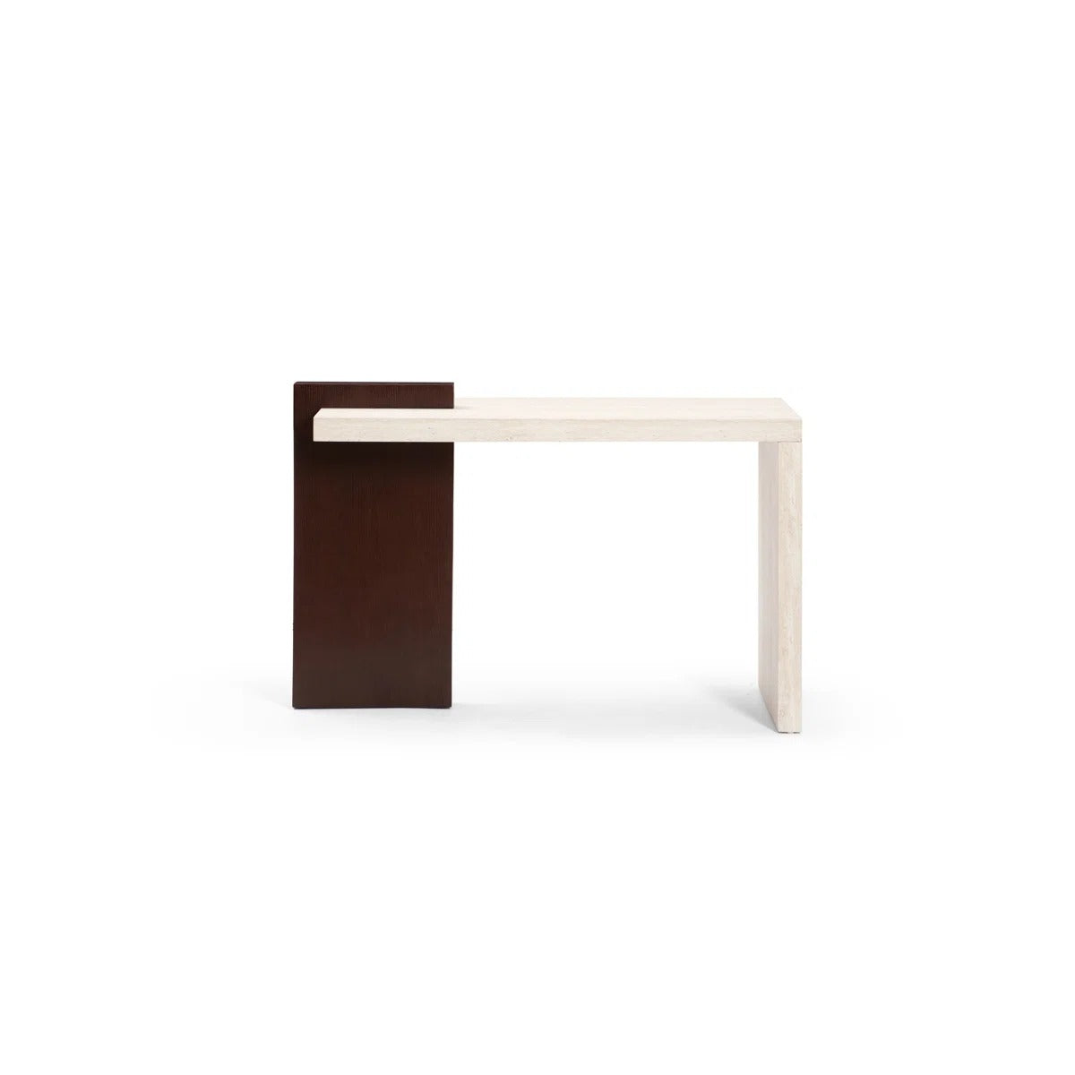 Modern Entryway Console Table With Walnut Wood Grain & Faux Marble Top, Asymmetrical Design Mdf Sofa Table Hallway Accent Table, Easy Assembly