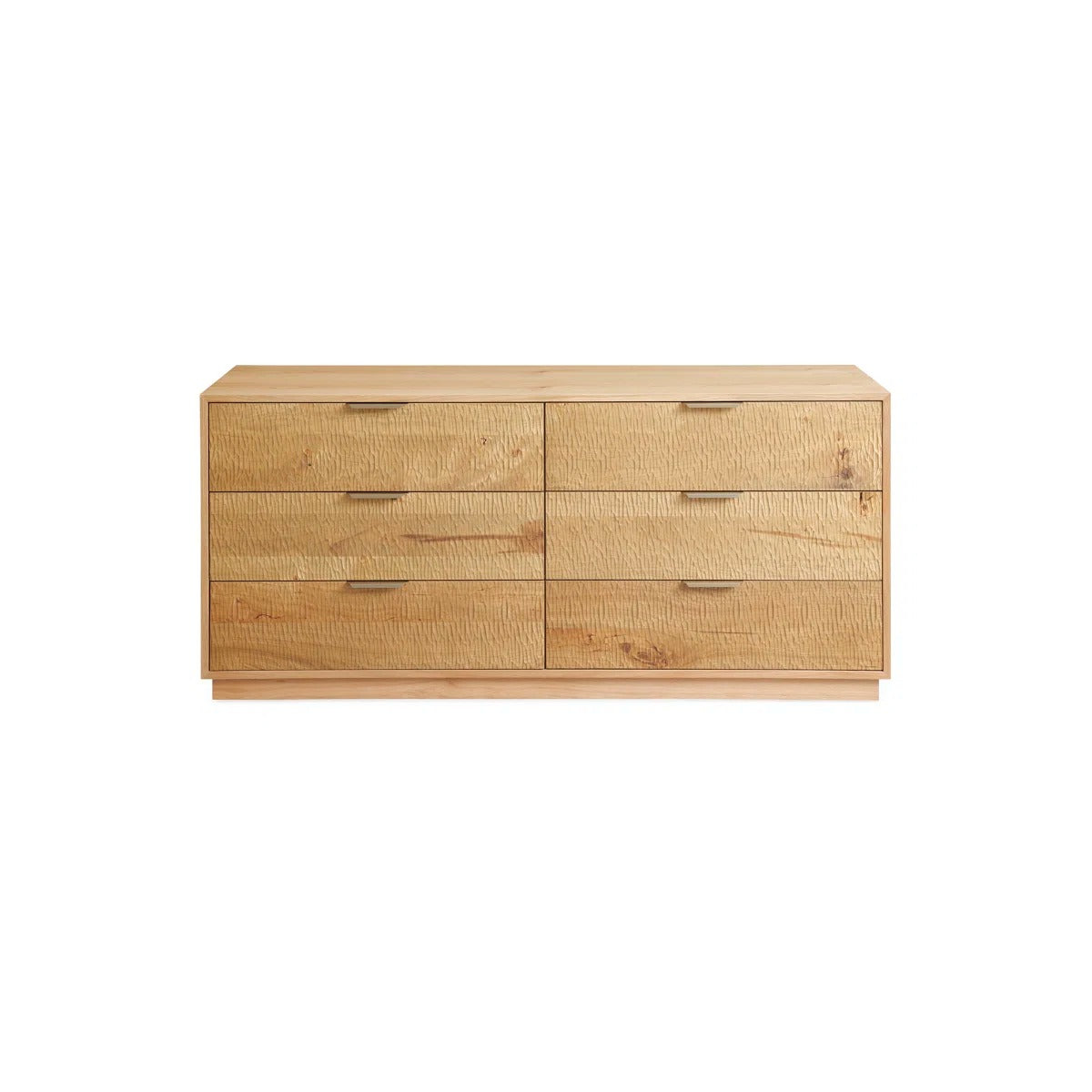 Large Rustic Solid Wood 6-Drawer Dresser With Hand-Carved Doors & Stainless Steel Handles