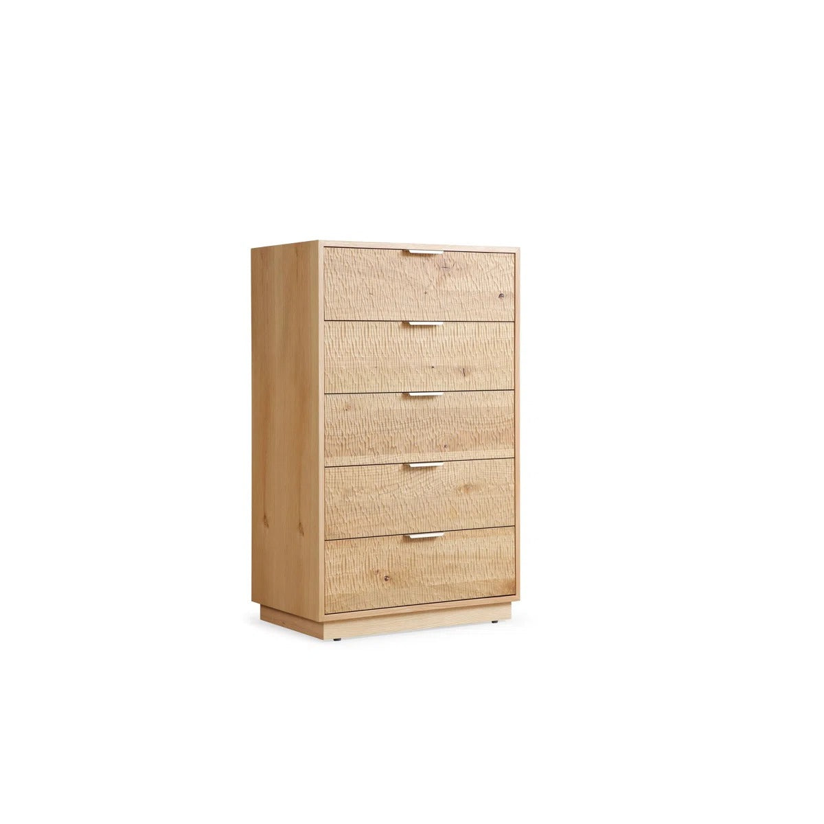 Tall Rustic Solid Wood 5-Drawer Chest With Hand-Carved Doors & Stainless Steel Handles