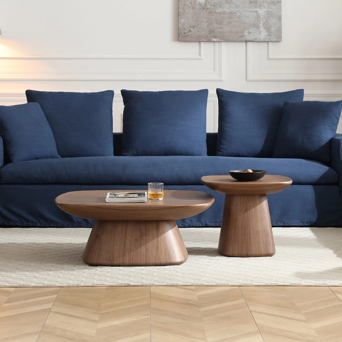17.9" Wood Living Room Table Set, Square Side Table, Fully-assembled