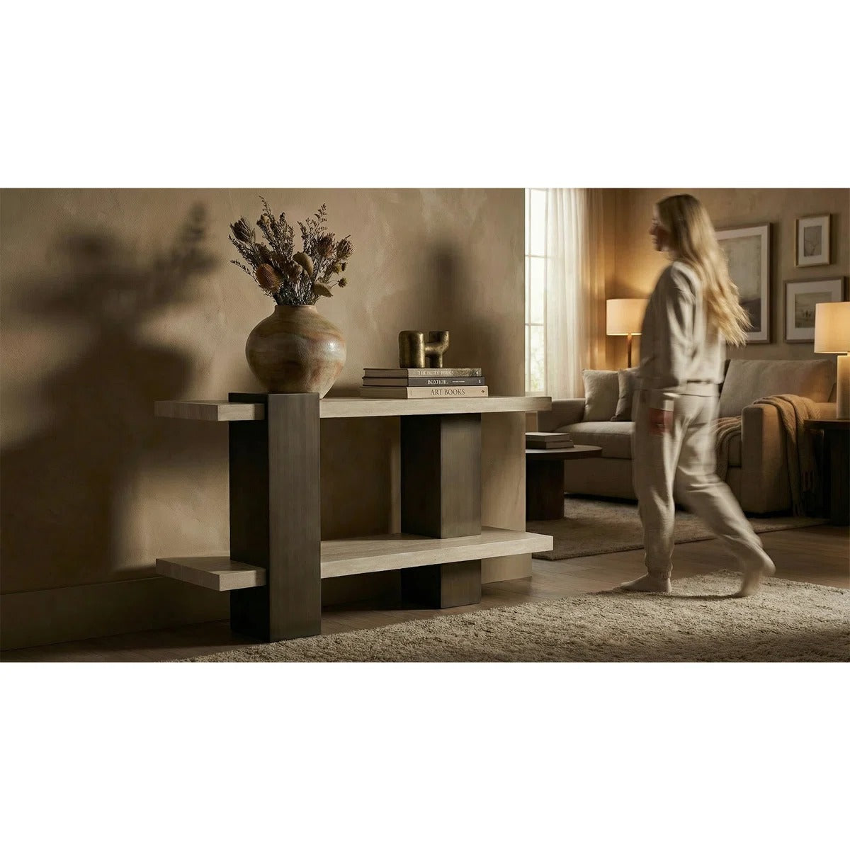 Modern Gold Console Table, 2-Tier Entryway Table With White Oak Wood Grain, Mdf Hallway Sofa Table With Gold Metal Legs, Narrow Accent Storage Shelf For Living Room, Easy Assembly