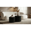 Black Round Coffee Table Set Of 2, Modern Wooden Nesting Tables, No Assembly Required Circle Side Tables For Living Room, Bedroom, Balcony