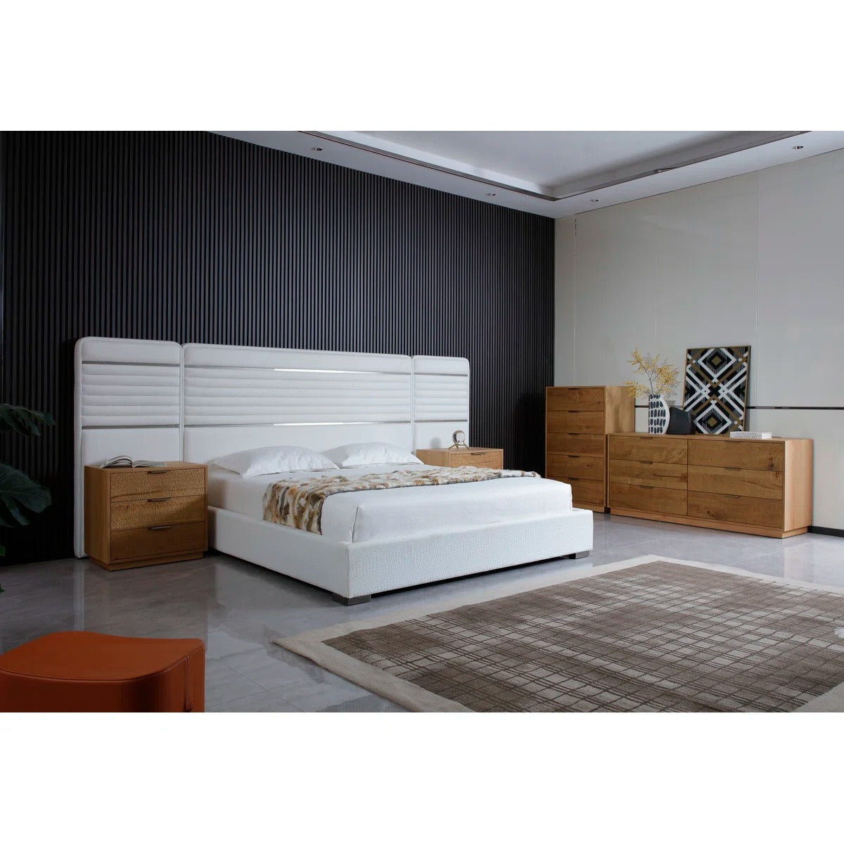 Large Rustic Solid Wood 6-Drawer Dresser With Hand-Carved Doors & Stainless Steel Handles