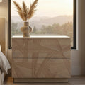 Modern Solid Oak Nightstand With 3d Carved Door & Double Drawers - Fully Assembled Bedside Table