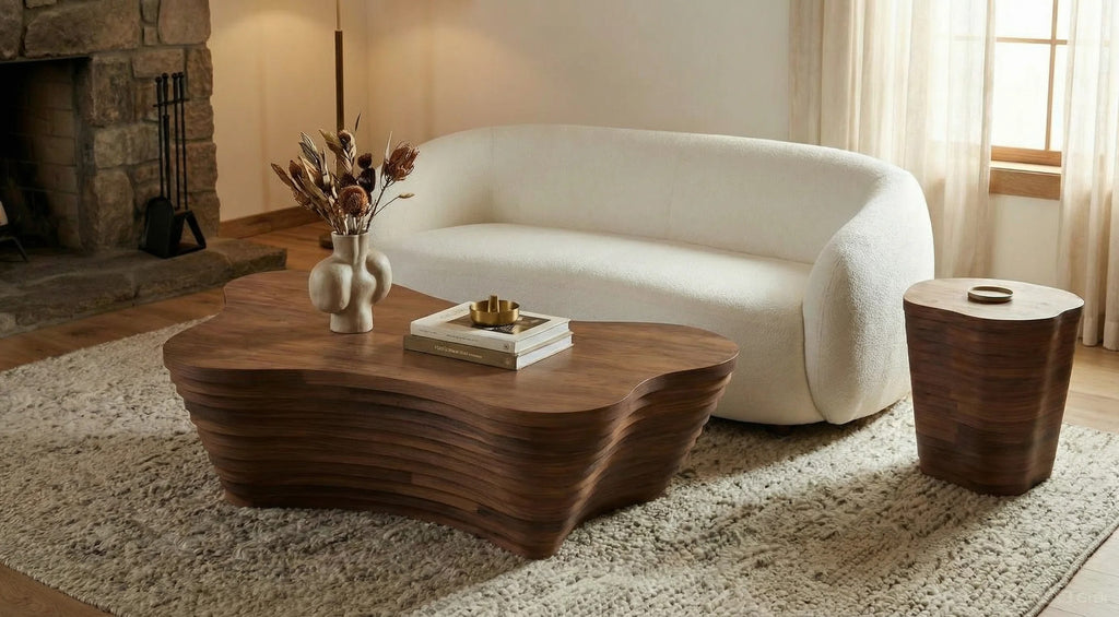 Stylish Butterfly Coffee Table – A Modern, Multi-Tiered Design, Crafted From Solid Wood And Engineered Wood, Suitable For The Living Room.