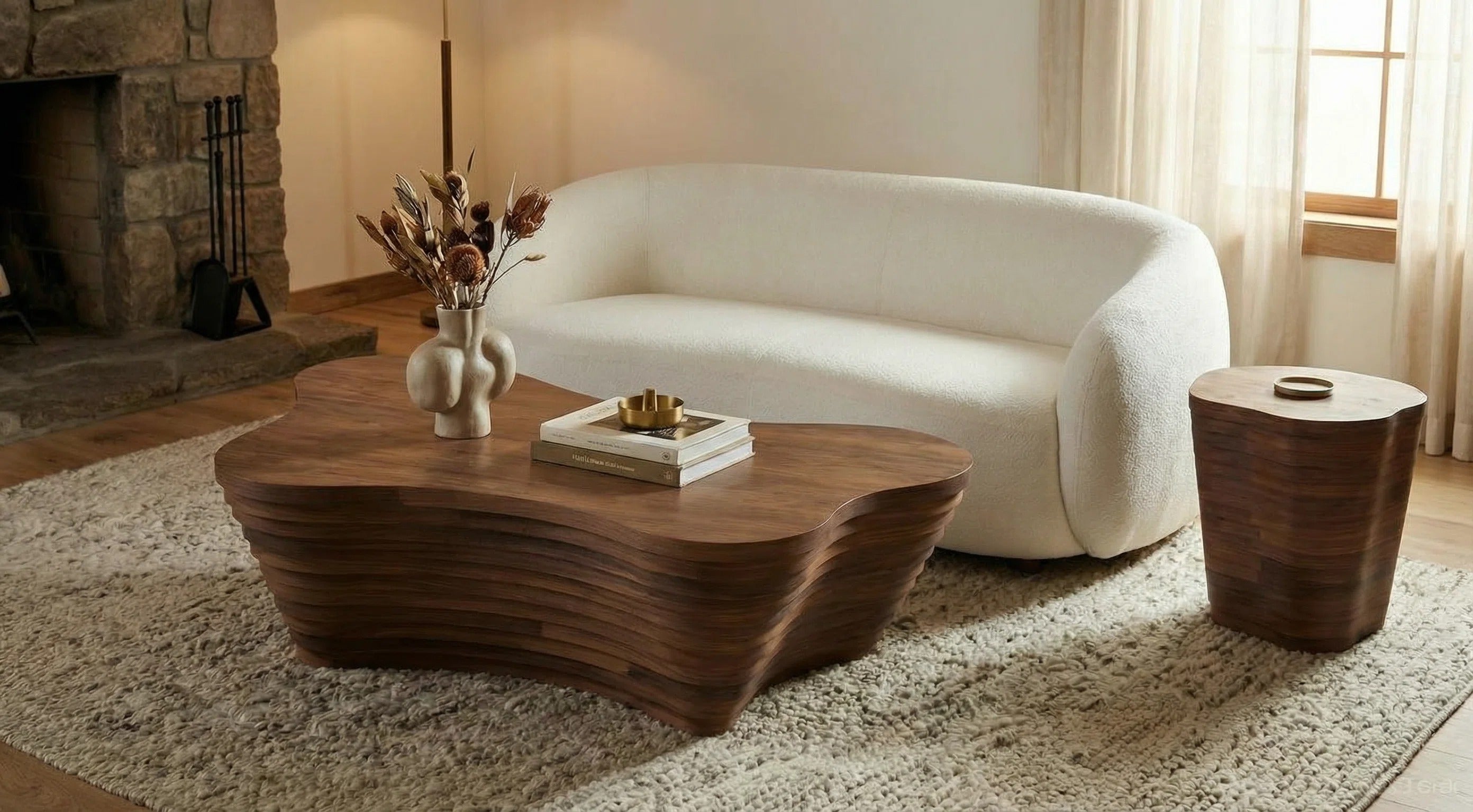 Stylish Butterfly Coffee Table – A Modern, Multi-Tiered Design, Crafted From Solid Wood And Engineered Wood, Suitable For The Living Room.