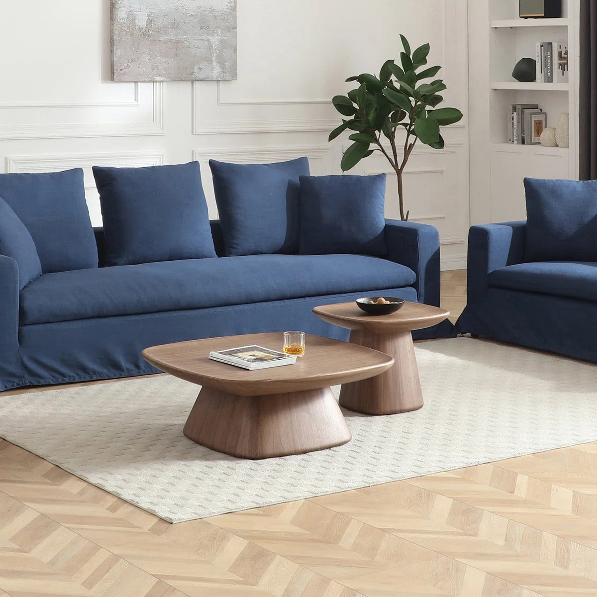 17.9" Wood Living Room Table Set, Square Side Table, Fully-assembled