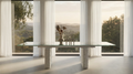 118-Inch Rectangular Glass Dining Table With White Concrete-Look Legs