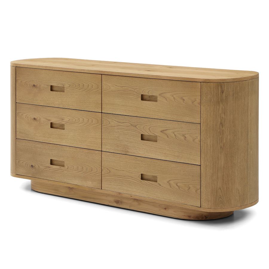 Avera Oak 6-Drawer Low Dresser detail
