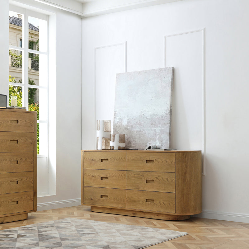 Avera Oak 6-Drawer Low Dresser