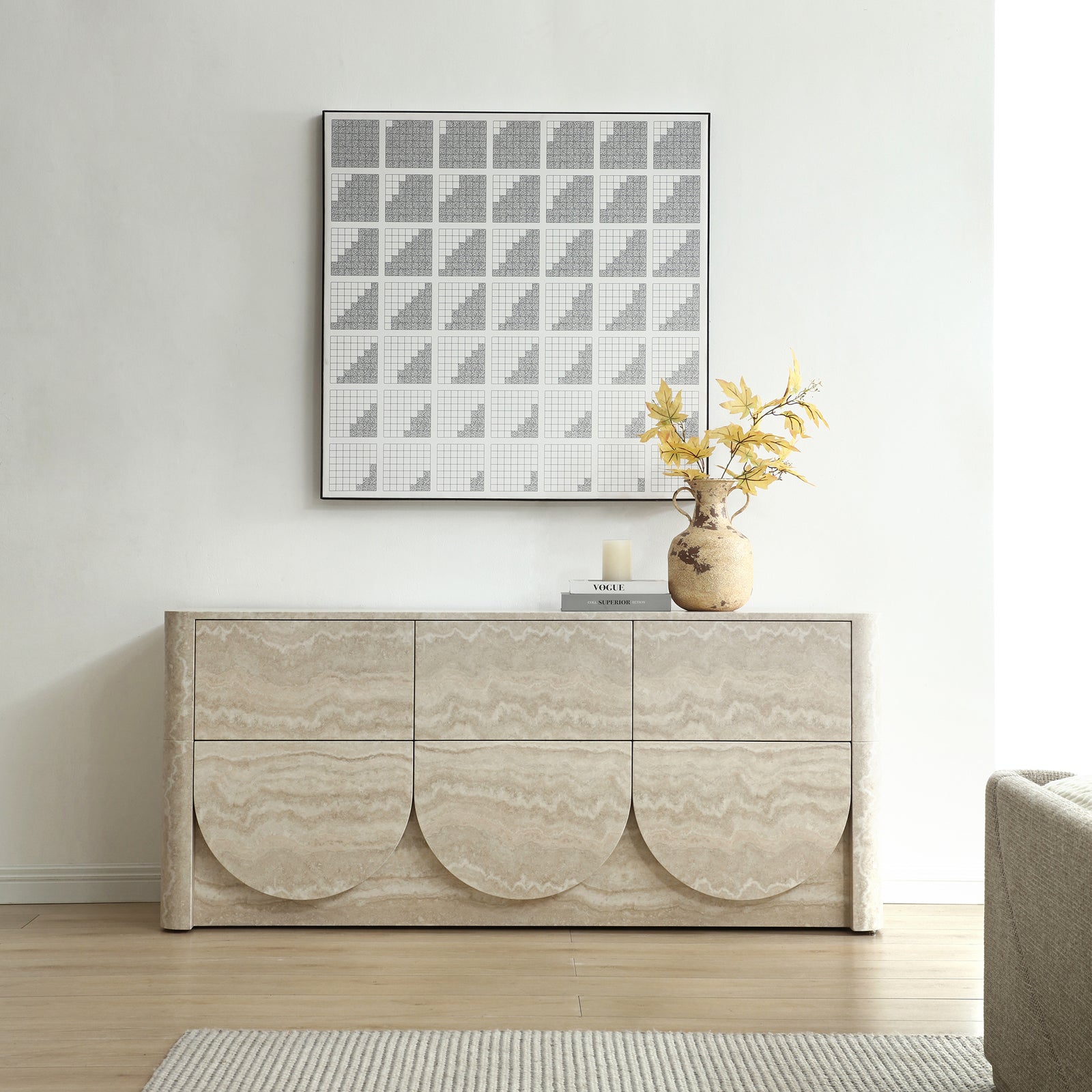 Elovane Scalloped Travertine Dresser